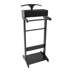 Suit Valet Stand Clothes Storage Shoe Organizer Coat Hanger Shoe Rack Black