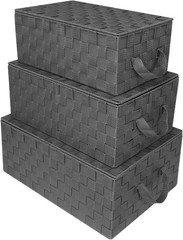 3-Piece Woven Storage Lid Basket Set