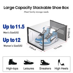 X-Large Shoe Boxes with Magnetic Door, 12-Pack Stackable Shoes Storage Organi…