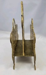 Ornate Vintage Filigree Solid Brass Magazine Book Mail Rack Holder Heavy