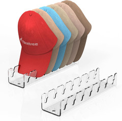 Hat Organizer for Baseball Caps, 2 Pcs No Install Acrylic Hat Racks for 14 Baseb