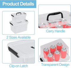 Clear Plastic Storage Bins with Lids – 2 Pack, 6QT & 12QT Containers