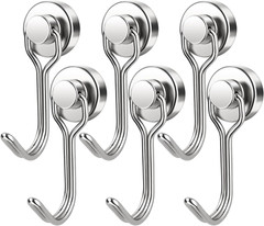 6 Pack Swivel Swing Magnetic Hook 30LBS Heavy Duty Magnetic Hooks Strong Neodymi