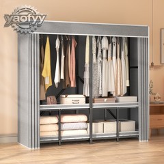 59″ Heavy Duty Closet Organizer Portable Wardrobe Clothes Shoe Clothes Racks