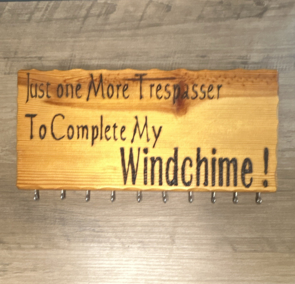 Wood Rustic Wind chime , 9 Traditional Hooks