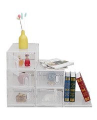 Stackable (12 Pack) White Shoe Storage Organizer Boxes with Magnetic Doors