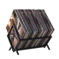 Vinyl Record Storage Holder – 80-100 LP Vinyl Organizer, Metal Record Display…