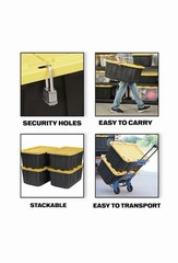 Commander 27 Gallon BlackYellow Plastic Storage Bin Lidded Stackable Tote 2 pack