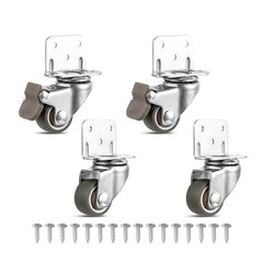 Furniture Casters Crib Rubber Wheel L Type 1 Inch Swivel 80Lbs Load 4 PCS