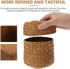 Handmade Seagrass Mini Baskets with Lids – Set of 2 for Home Decor