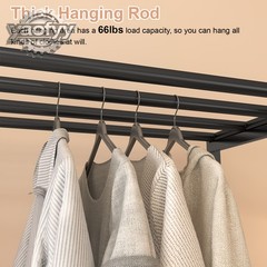 59″ Heavy Duty Closet Organizer Portable Wardrobe Clothes Shoe Clothes Racks