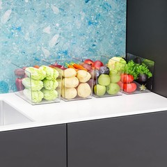 BPA-Free Stackable Clear Bins – 6 Count 11″ Bins for Kitchen & Home Organization