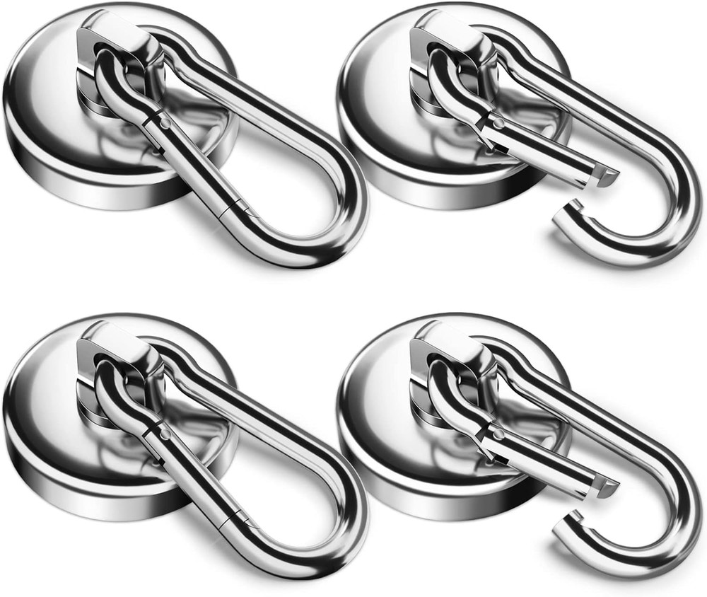 Strong Magnetic Hooks Up to 100 LBS Heavy Duty Neodymium Magnet Hook Pack of 4
