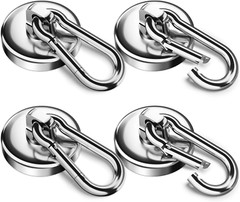 Strong Magnetic Hooks Up to 100 LBS Heavy Duty Neodymium Magnet Hook Pack of 4