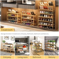 Furshus 3-Tier Bamboo Shoe Rack for Entryway, 3-Tier-Standard, Natural