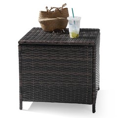 27GAL Patio Wicker Rattan Brown Table Garden Square Container Storage Flip Cover