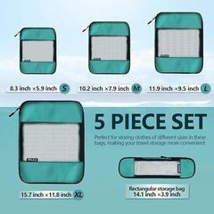 Compression Packing Cubes for Travel,5 Set of Packing Cubes for Blue/Green NEW