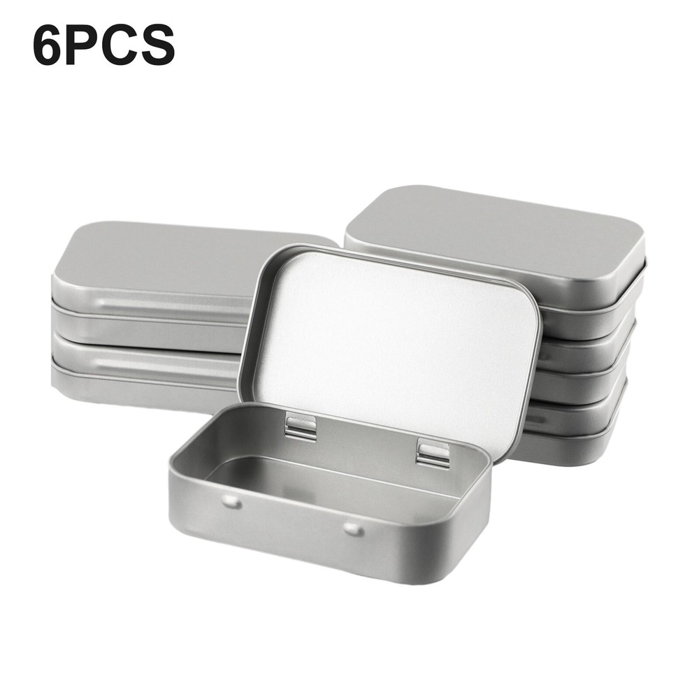 6 Pcs Metal Box Container Hinged Lid Small Empty Storage Box For Small Cosmetics