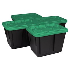 12 Gallon Storage Bin Container 4- pack, Heavy Duty, Lids, Greenmade 5 Color NEW