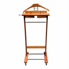 Wooden Men’s Valet Stand Suit Rack Clothes Hanger Organizer w/ Wheels Used