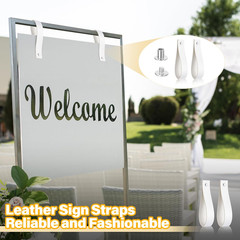 4 Pcs Faux Leather Sign Straps for Hanging Sign Faux Leather Curtain Rod Holder