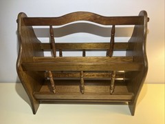 Vintage Solid Oak Wooden Magazine Rack Newspaper Holder Spindle Farmhouse Decor