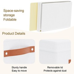 “Foldable Storage Bin 7.1×9.1×13 Inch with Lid Closet Organizer, White”