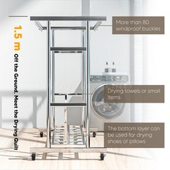 Large Size Garment Rack Clothes Double Rails Hanging Heavy Duty&5 drying racks