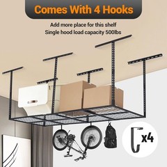 600LB Capacity Ceiling Storage Rack, 96x36in Steel, Adjustable Garage Organizer