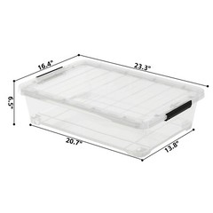 25 Quart Underbed Storage Box with Lid & Wheels, Plastic Storage Bins, 3/4-Packs