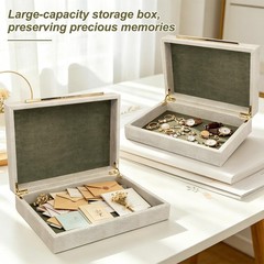 Set of 2 Decorative Box with Lids, Faux Leather Decorative Storage Boxes Mode…