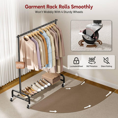 Heavy Duty Clothing Racks for Hanging Clothes Rack, 43″ Wide Rolling Garment Rac