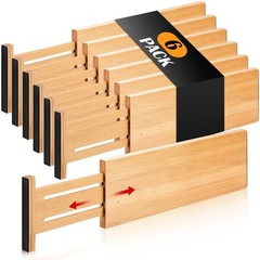 Adjustable Bamboo Drawer Dividers 6 Pack – 4.65” High Organizers for Clothing &