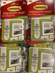 3M packs of 12 Medium pairs) Command Picture Hanging Strips Lot of 4