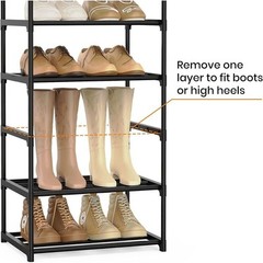 Tall Shoe Rack 10 Tiers Standing Shoes Boots Cabinet Storage Shelf with Hooks US