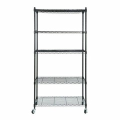 5-Tier Storage Wire Unit Rack Large Space Shelves Rolling with 4 Wheels Casters