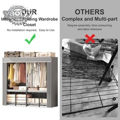 59″ Heavy Duty Closet Organizer Portable Wardrobe Clothes Shoe Clothes Racks