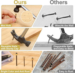 90PCS Picture Hanging Nails, 3 Sizes Wall Decorative Nails for Hanging Pictures