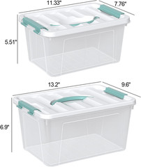 Clear Latch Bin Tote Set – 2 Pack, Stackable Storage Bins with Handles