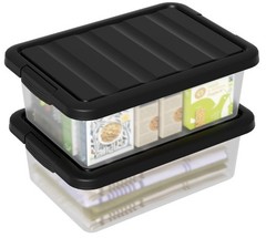 2 Packs 14 Quart Plastic Containers Bins With Latching Lids Organization