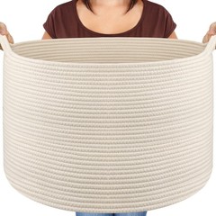 Extra Large Blanket Basket, Big Woven Cotton Rope Bin for Toys Towels, Pillow…