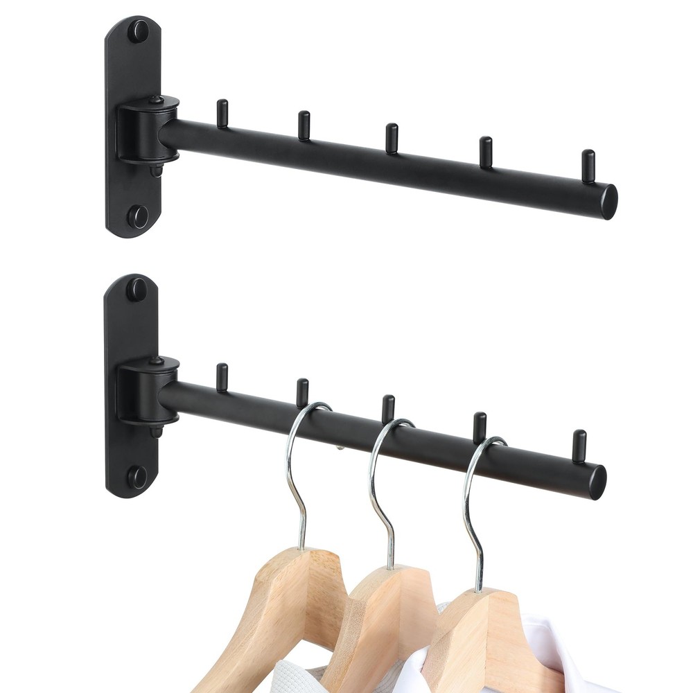 Swing Clothes Hanger Rack Folding Bar Wall Mount 304 Steel 9.45 Inch 2 PCS