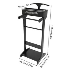 Suit Valet Stand Clothes Storage Shoe Organizer Coat Hanger Shoe Rack Black