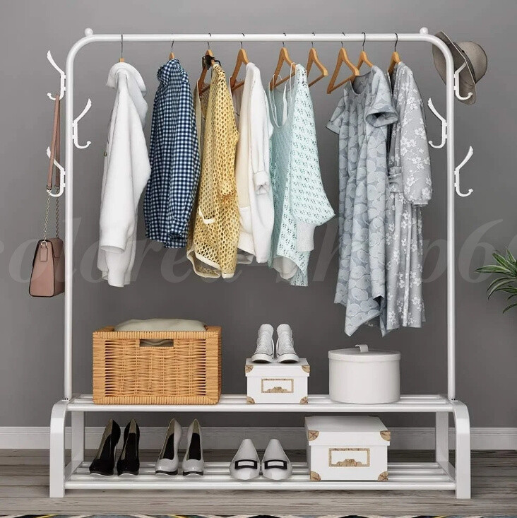 Heavy Duty Metal Clothes Rail Storage Display Stand Rack Garment Shelf Hanging