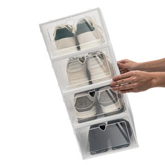 20pcs Stackable Shoe Storage Box Durable Plastic Sneaker Display Case Organizer