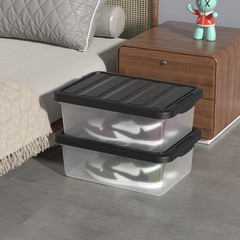2 PCS 14 Quart Plastic Containers Bins Latching Lids Stackable Organization