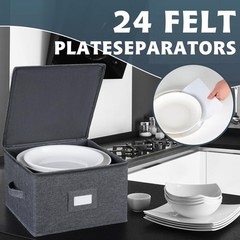 China Charger Plate Storage Box Hard Shell Stackable 13×8 Inch Grey 2 PCS