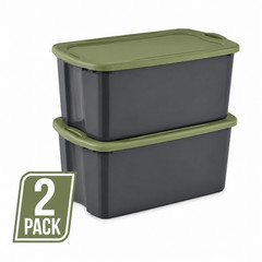 Sterilite 30 Gallon EZ Carry Clear Plastic Storage Bin Set of 2 Gray Green