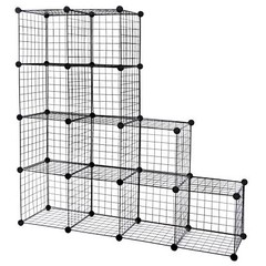 12-Cube Storage Shelf Wire Cube Storage Organizer DIY Closet Cabinet Living Room