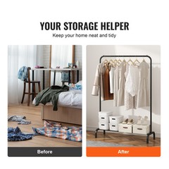 VEVOR Clothes Rack Heavy Duty Clothing Garment Rack with Hanging Rod Bedroom